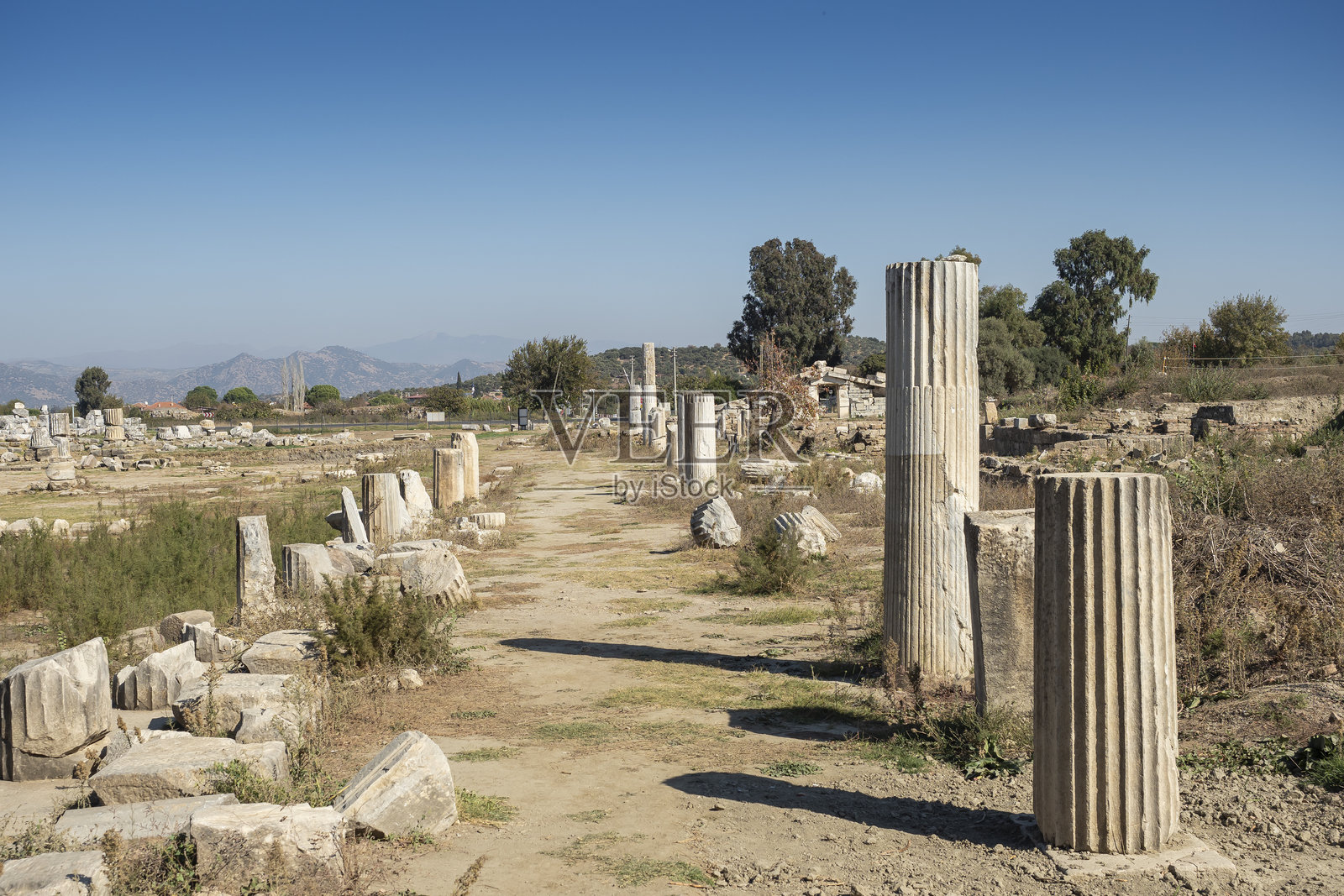 梅安德河上的马格尼西亚古城遗址,古希腊城市,位于爱奥尼亚,土耳其艾丁。照片摄影图片