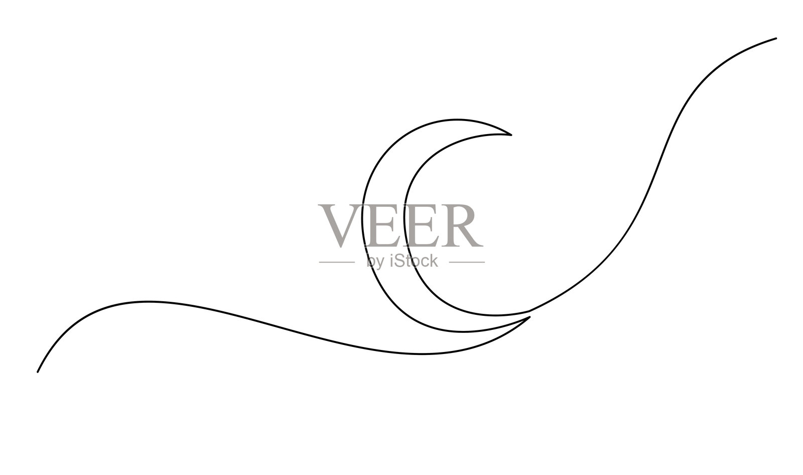 白色背景上的连续线条绘制的装饰性拉姆丹灯笼设计插画图片素材