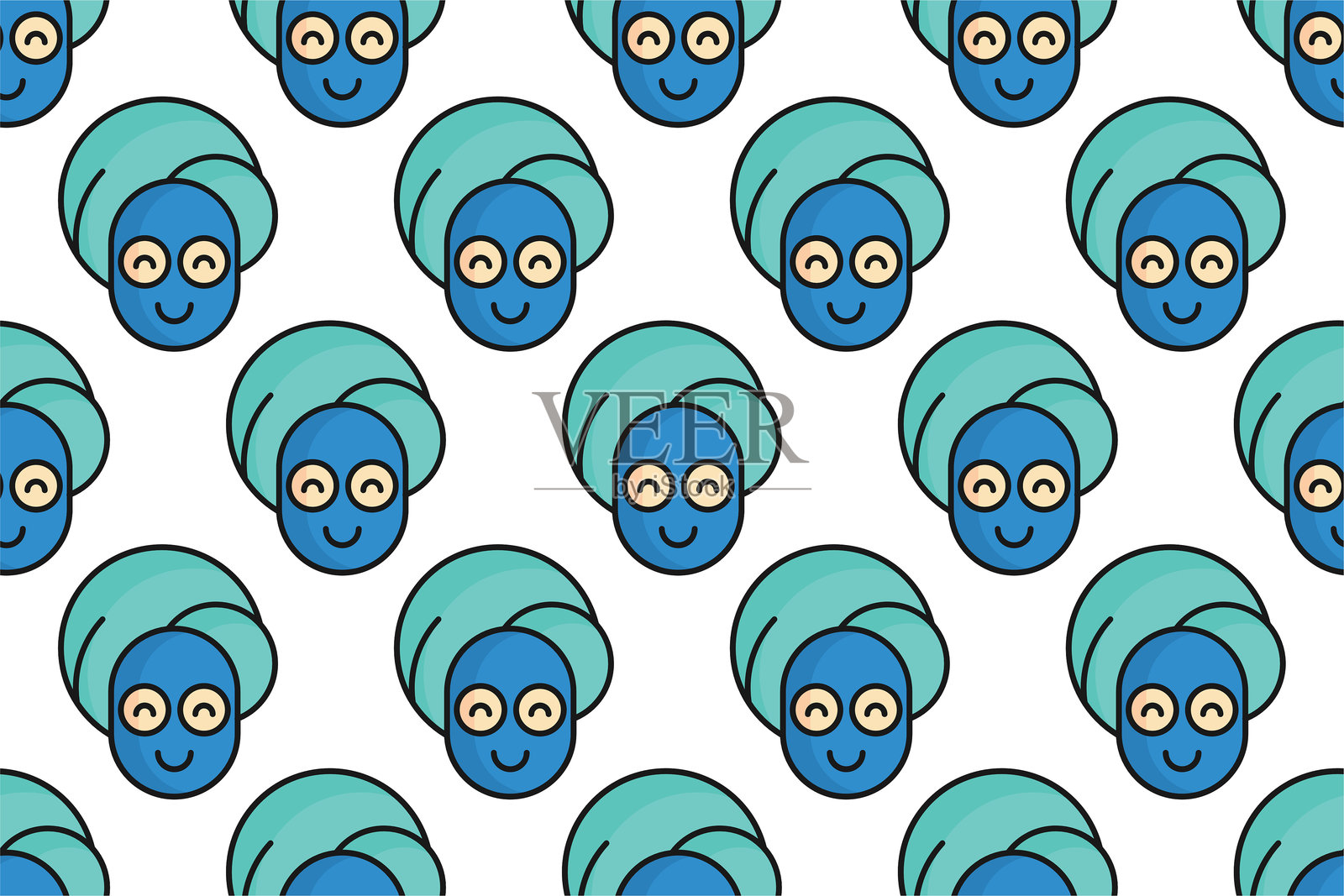 美容院设备图标的无缝图案背景插画图片素材