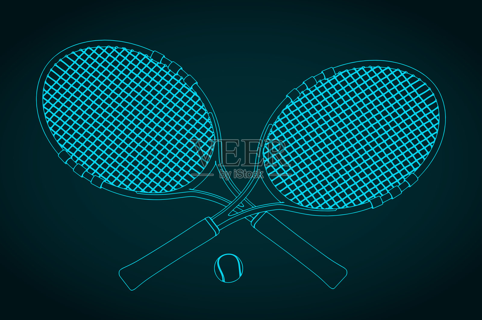 网球拍和球的插图插画图片素材