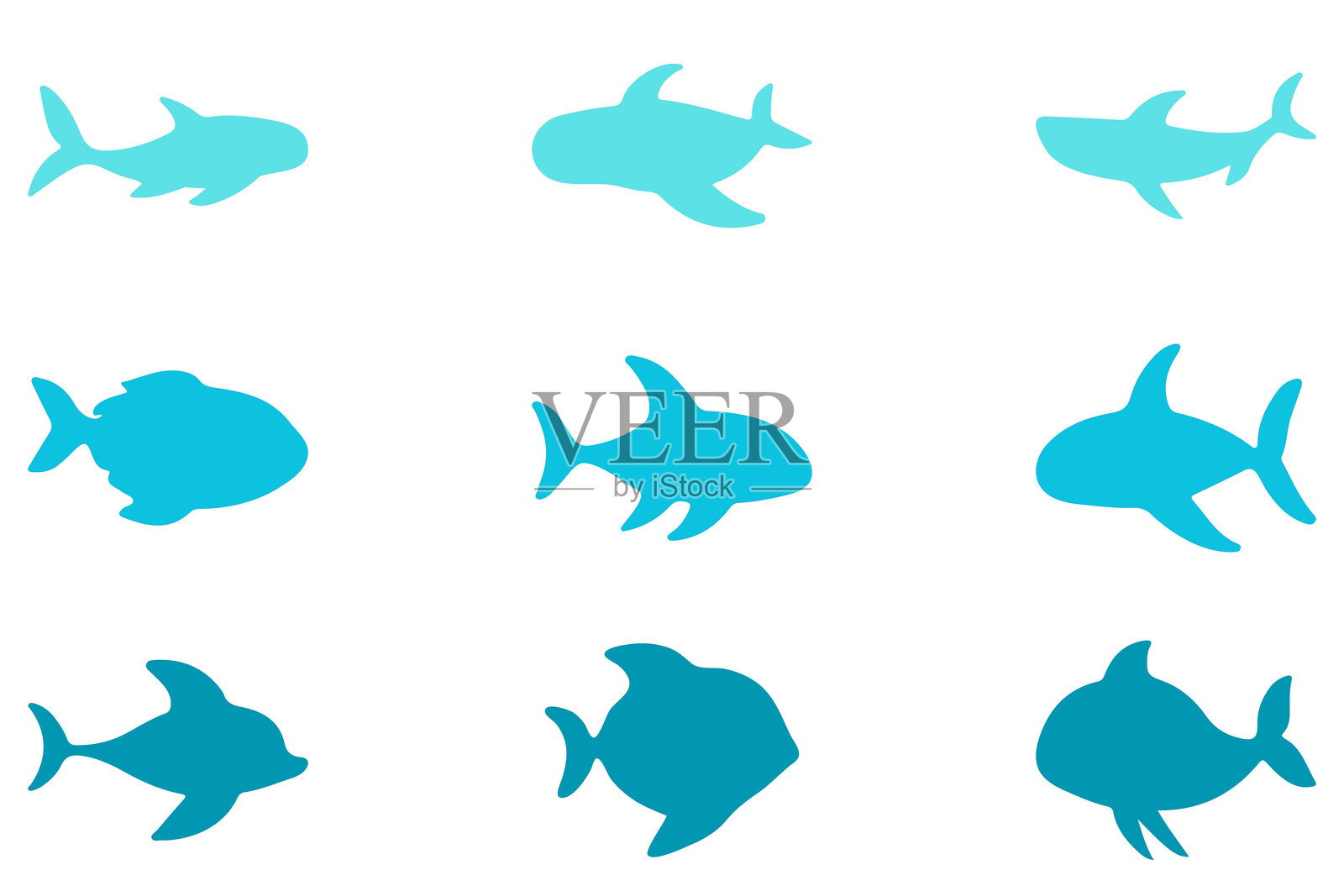 简单的鱼类插图设计套件插画图片素材