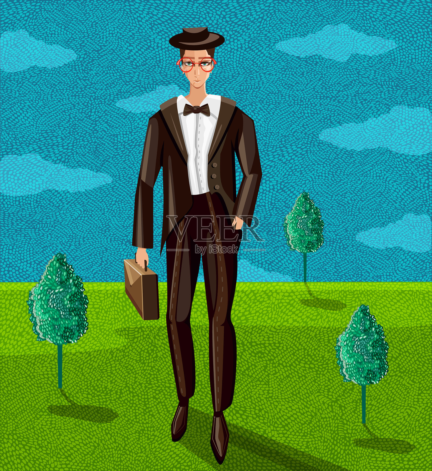 花花公子的商人插画图片素材