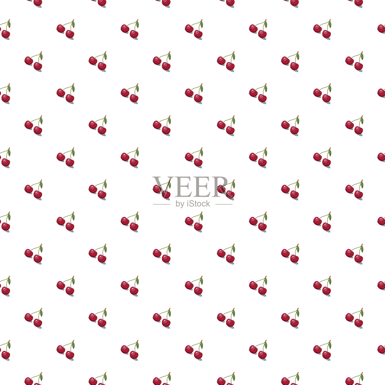 樱桃无缝图案。素食有机生态水果背景。矢量插图。插画图片素材