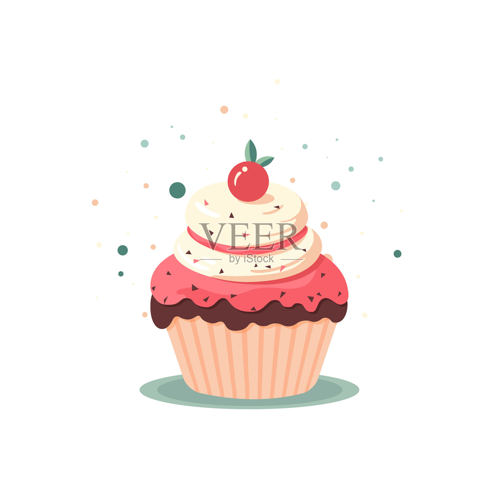 纸杯蛋糕的矢量图示插画图片素材