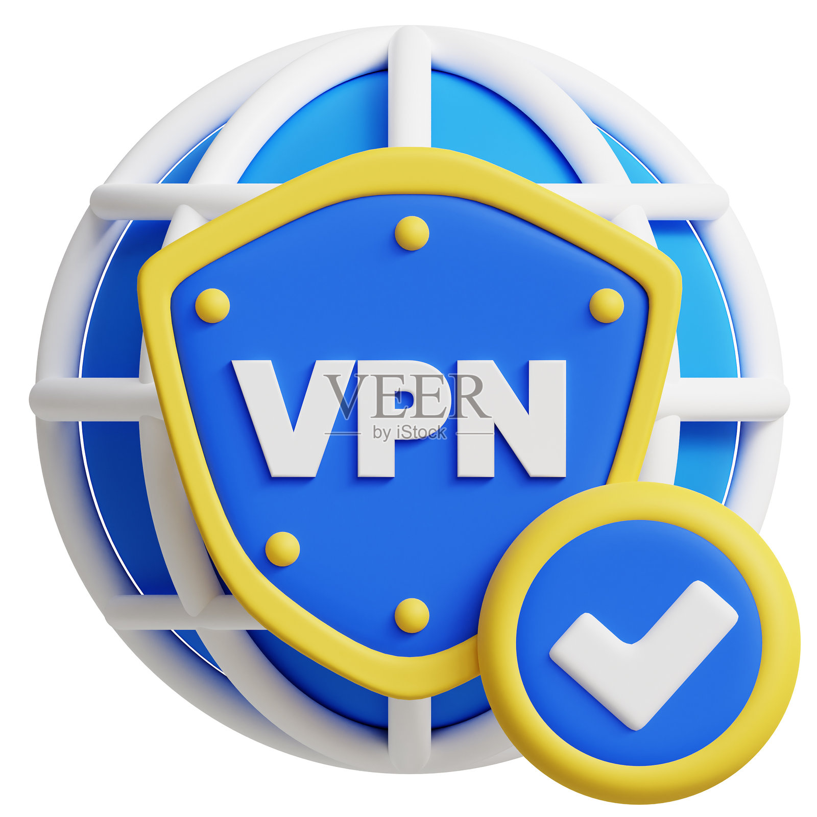 VPN安全3D图标插图。照片摄影图片