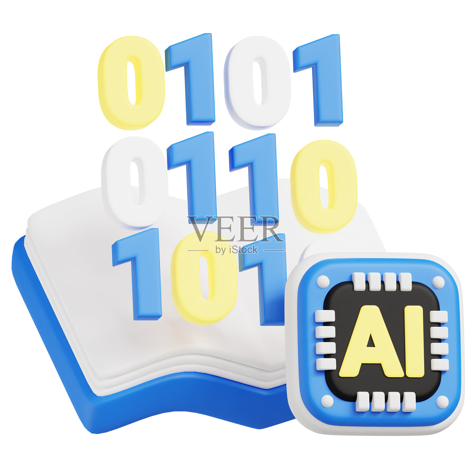 机器学习三维图标插图。照片摄影图片