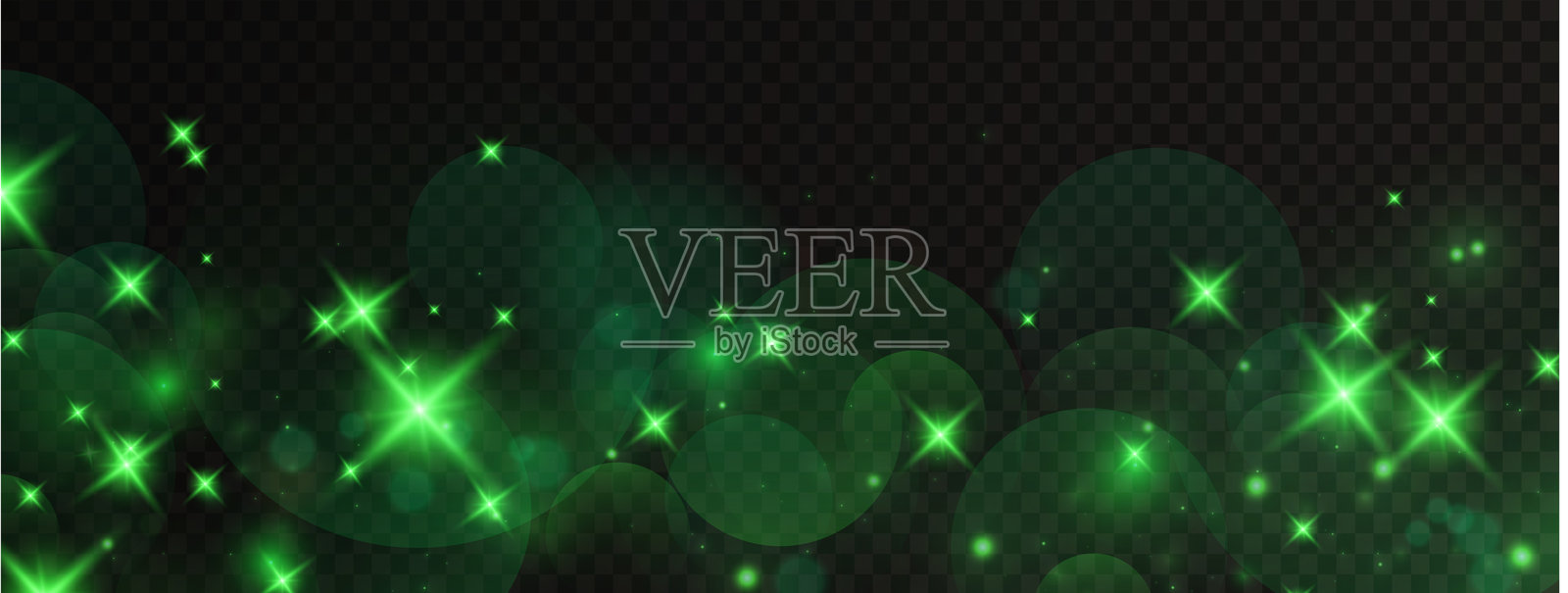 圣诞节闪烁的光点和火花叠加。闪耀的尘埃。散景灯光。绿色节日设计。白色尘埃光。散景灯光效果背景。闪耀尘埃的圣诞背景。插画图片素材