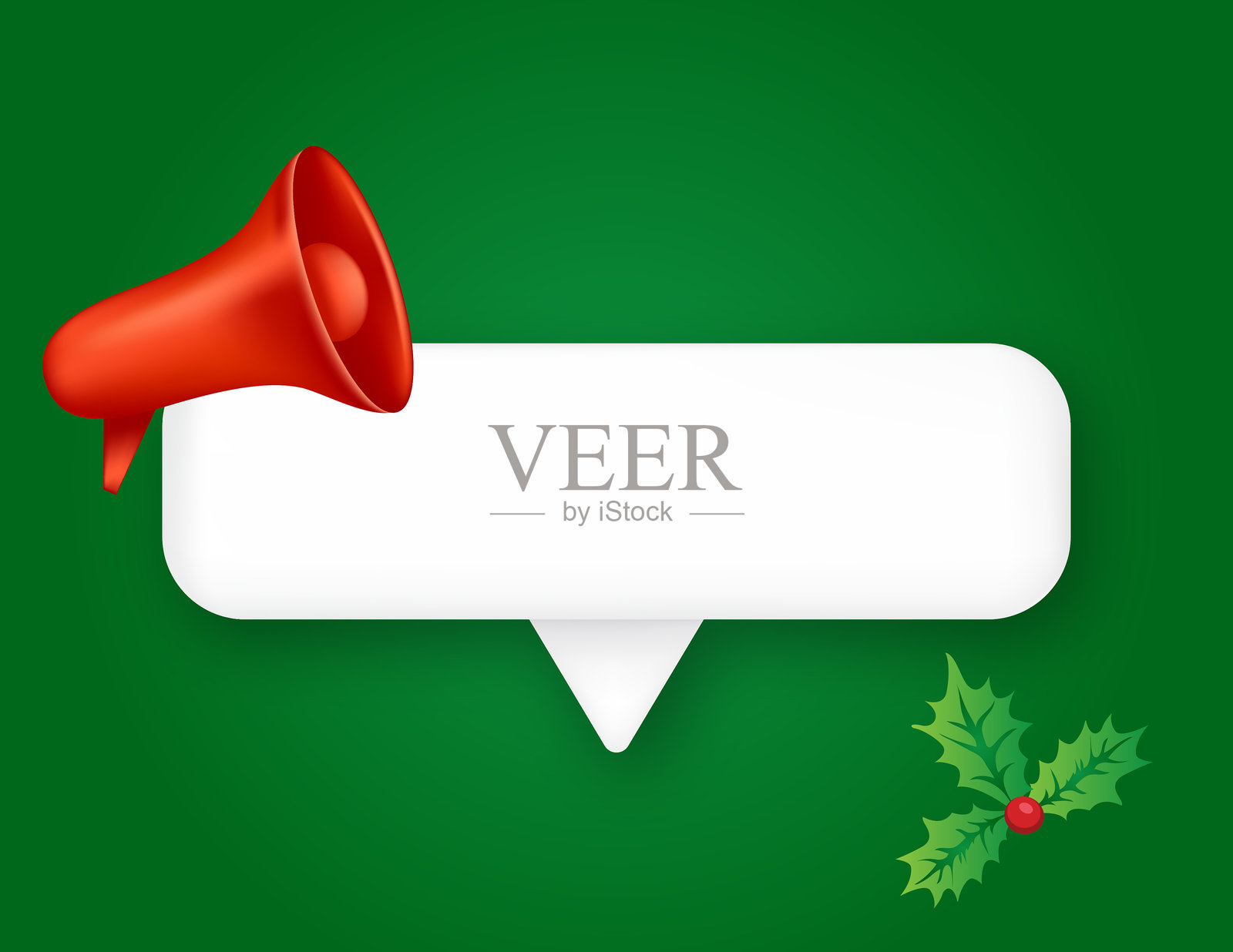 红绿相间的3D圣诞聊天气泡促销标志。插画图片素材