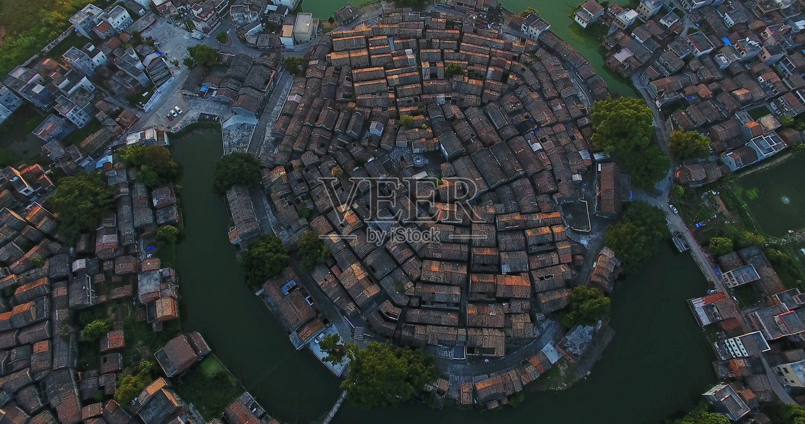 中国广东省肇庆市李岔古村八卦村,亚洲。照片摄影图片
