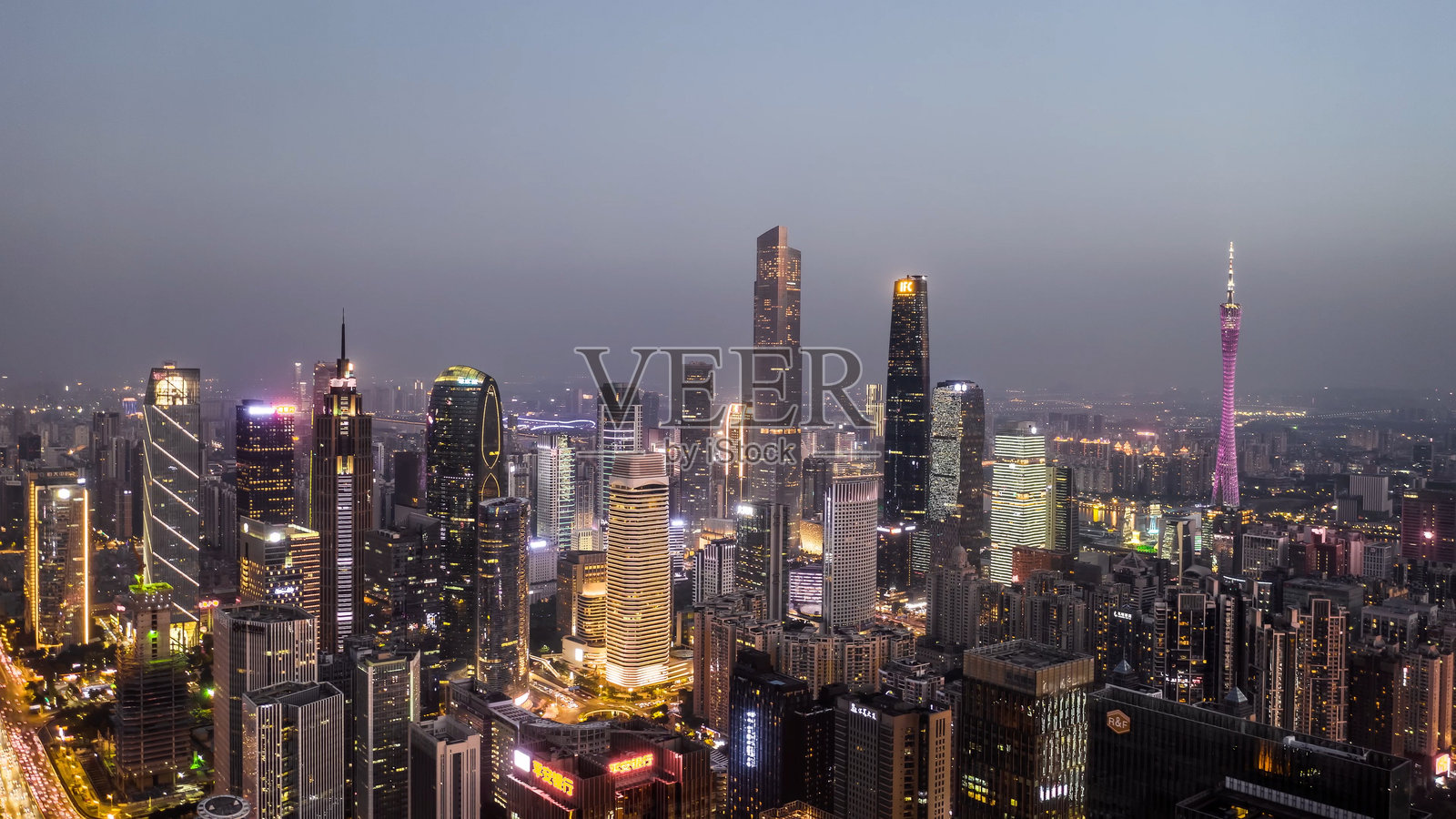 广州城市天际线,珠江新城,广东,中国,亚洲。照片摄影图片