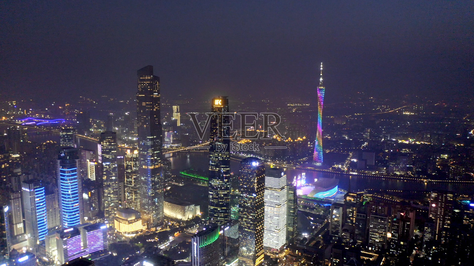 广州城市天际线,珠江新城,广东,中国,亚洲。照片摄影图片