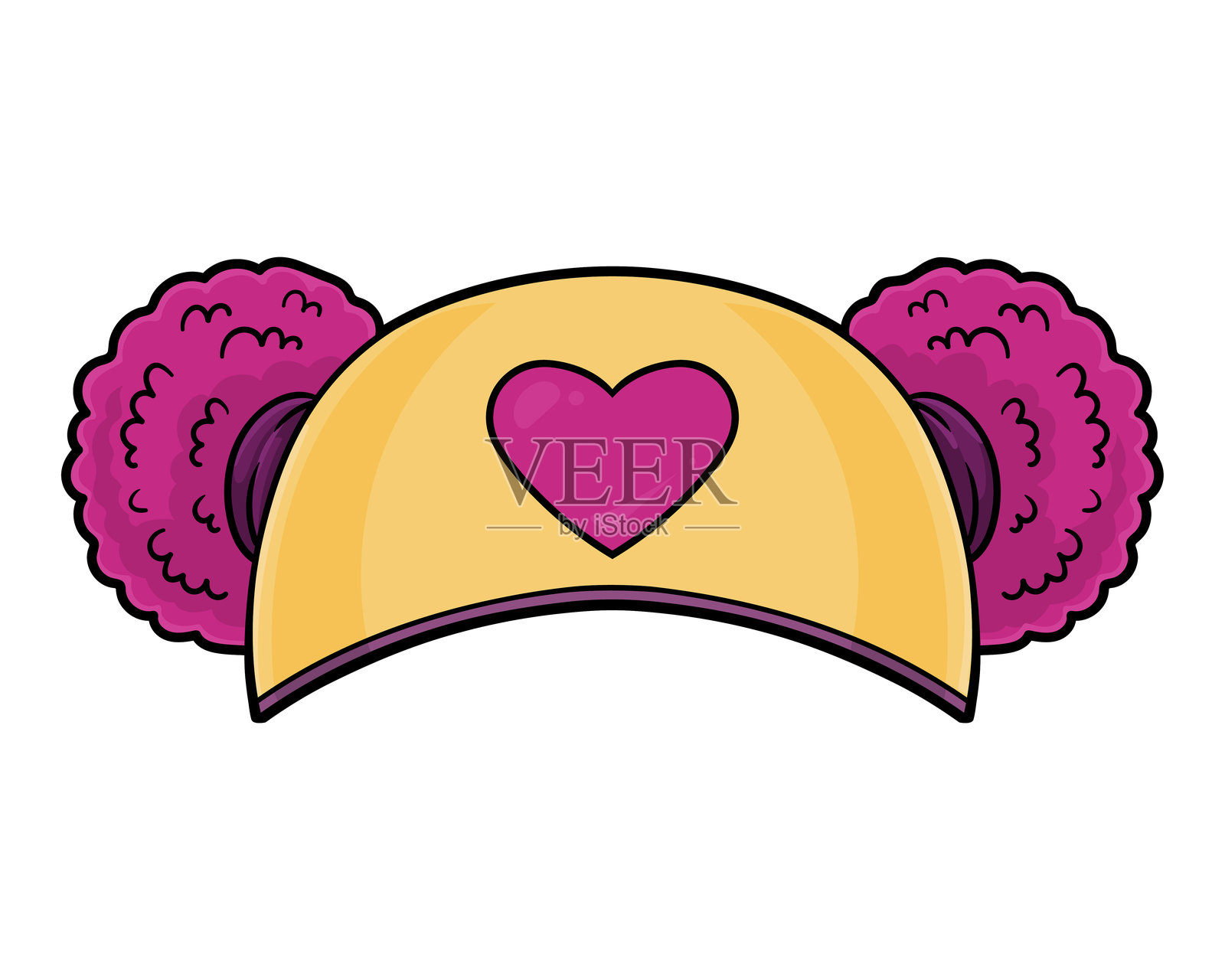 儿童帽子上的毛球卡通矢量插图插画图片素材