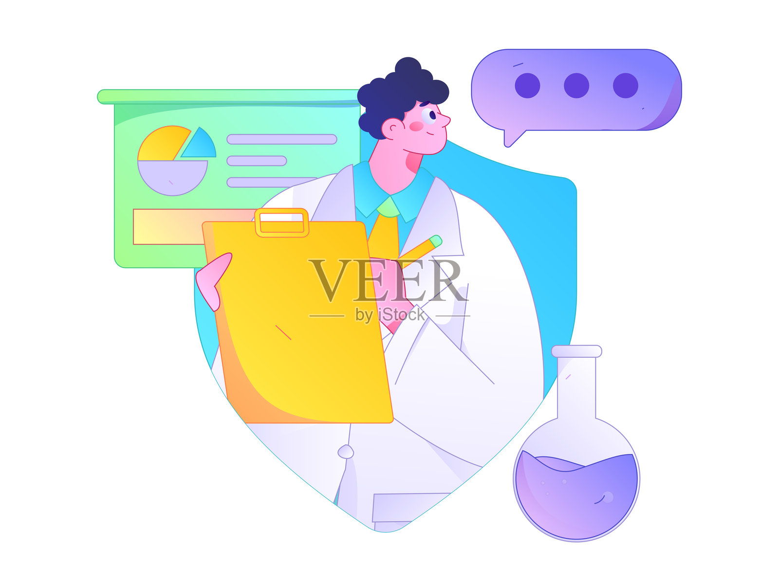 医务人员抗击疫情的扁平矢量概念手绘插图插画图片素材