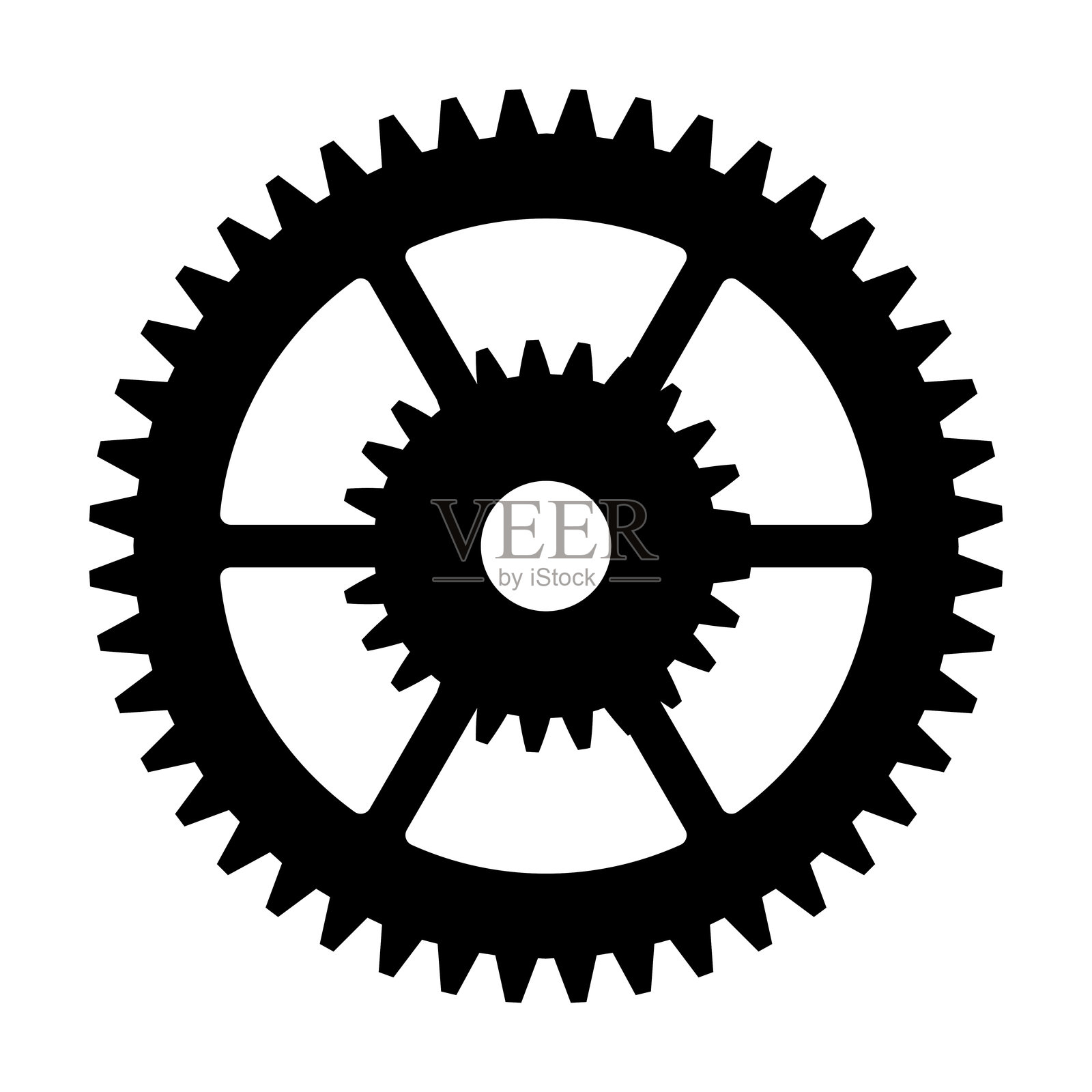 一个孤立的齿轮矢量剪影图标。插画图片素材