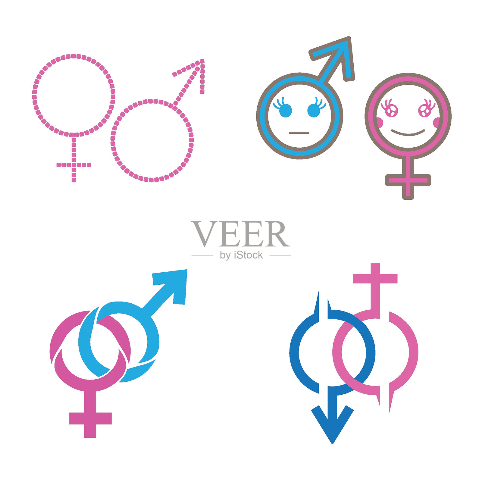 性别符号。女性和男性图标矢量模板插画图片素材