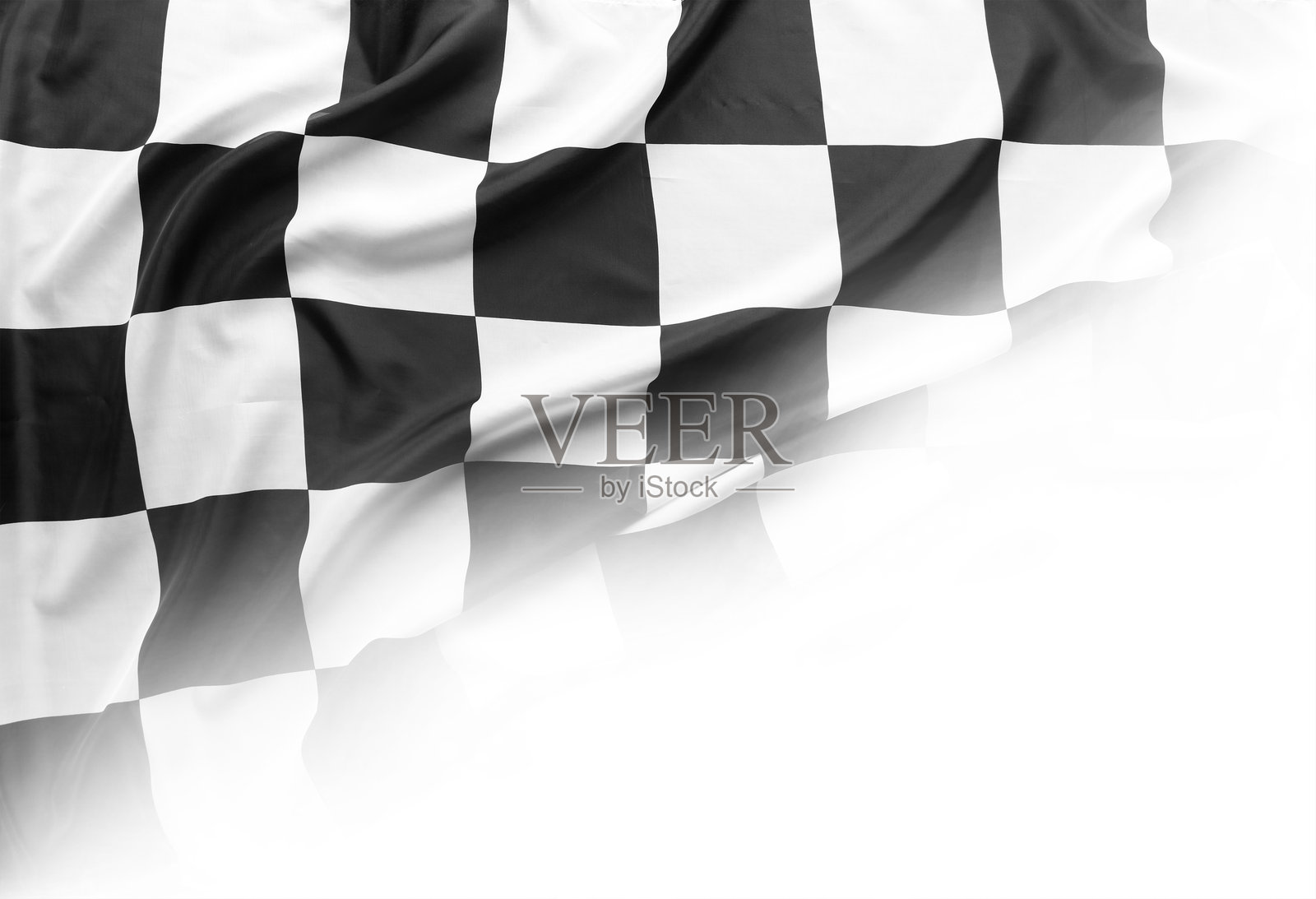 白色背景上的方格赛车旗照片摄影图片