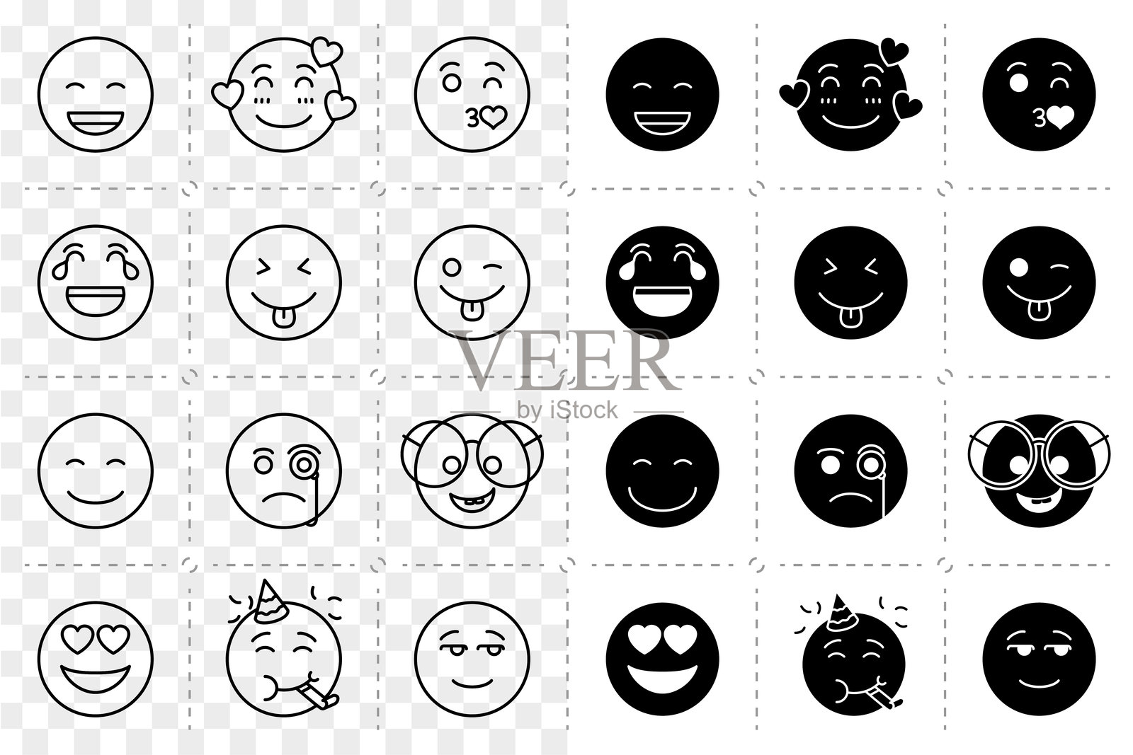 各种表情符号图标。插画图片素材