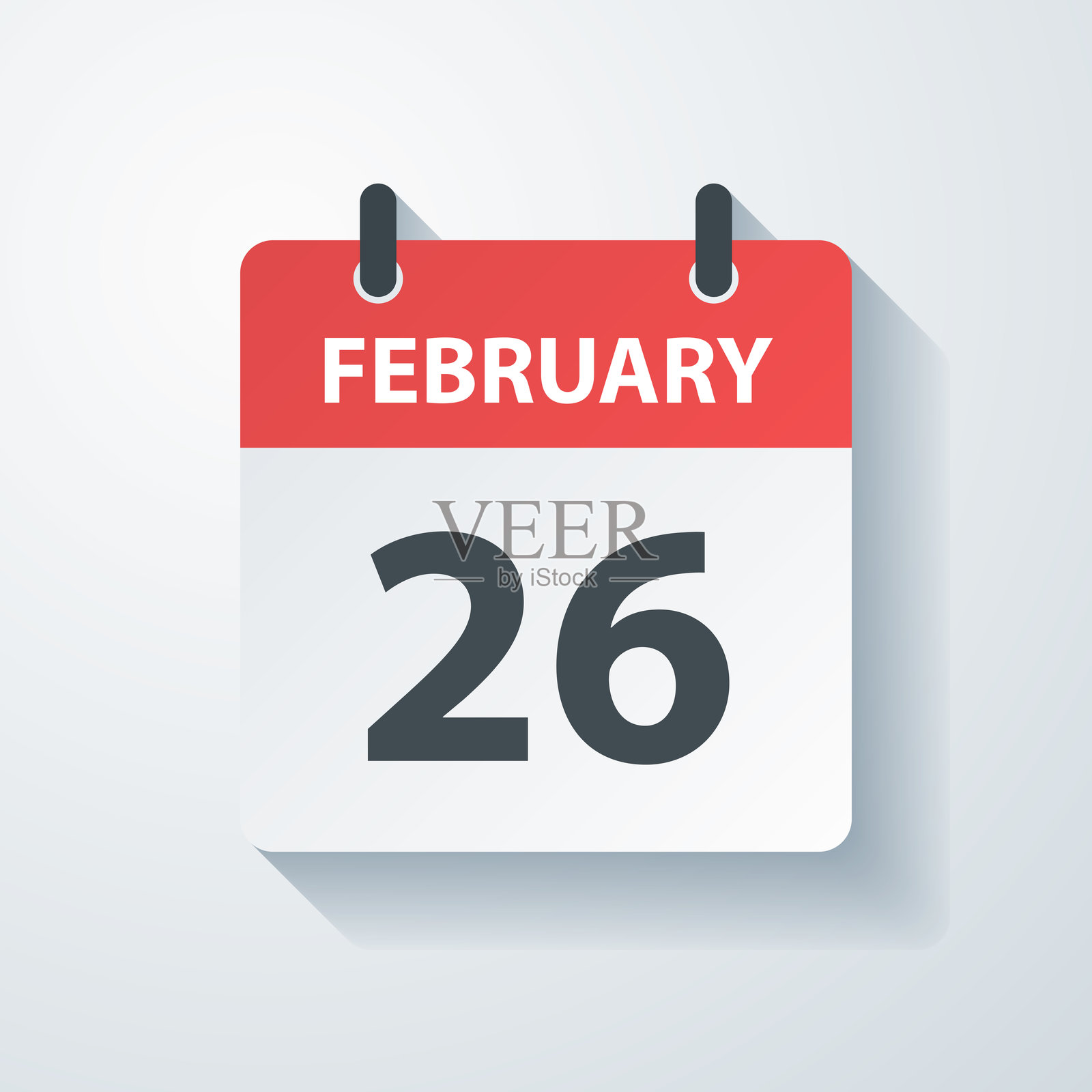 2月26日 - 带有纸雕效果的每日日历图标,背景为空白插画图片素材