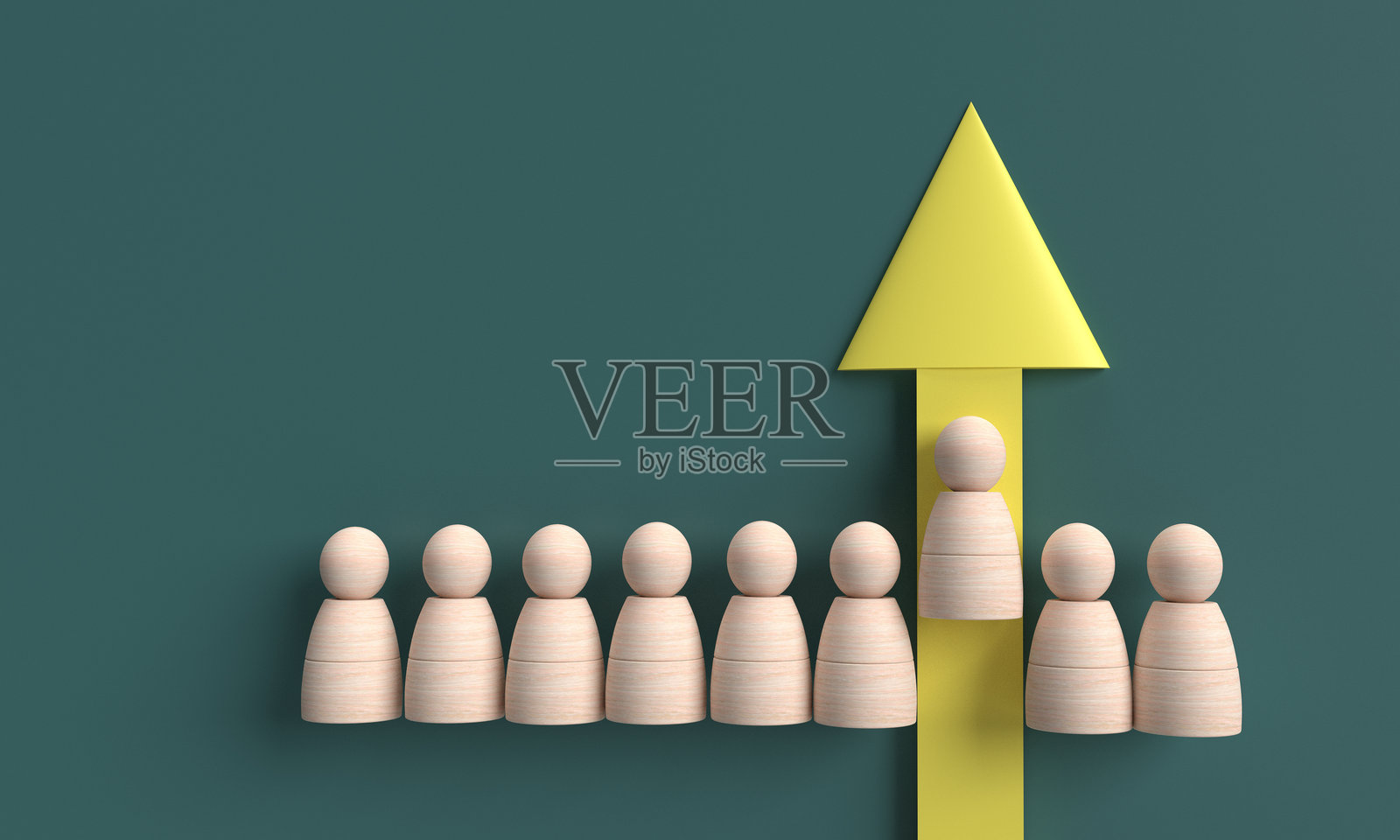 图标人物与木质机会、领导力、工作、人力资源经理、办公室、团队合作、方向箭头、员工招聘、人力资源、成功、专业、面试、创意、解决方案、成长、职业照片摄影图片