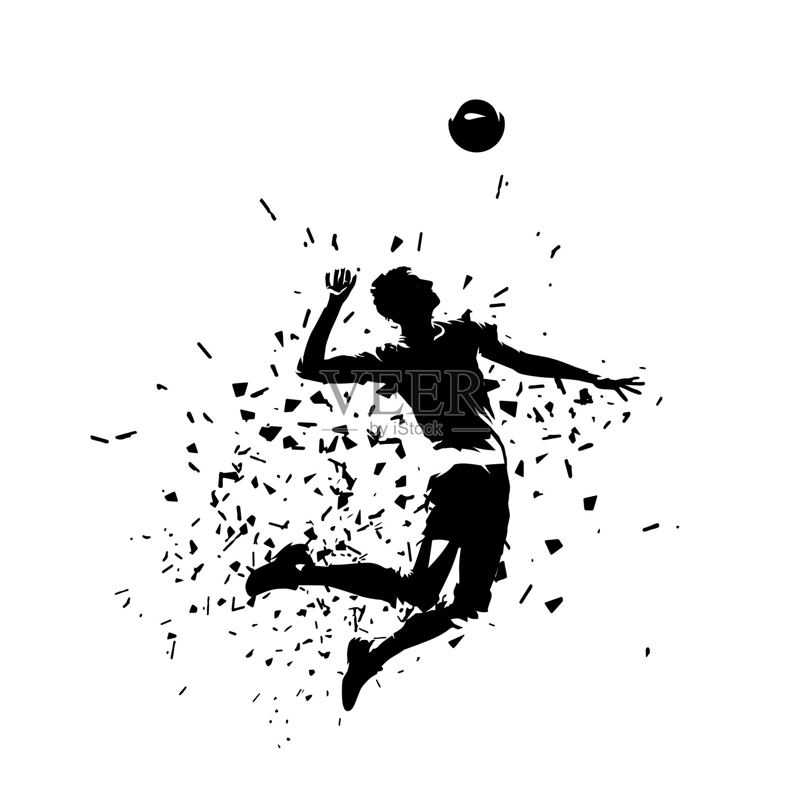 排球运动员发球,孤立的矢量轮廓。正面视图插画图片素材