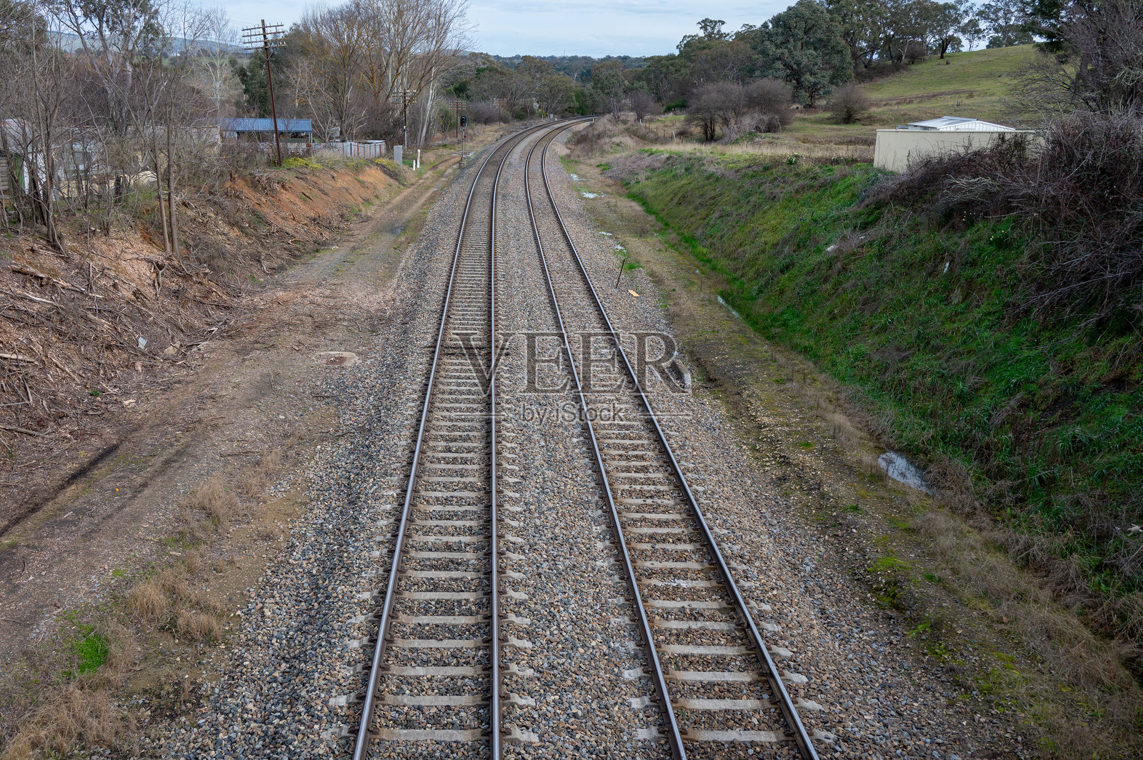 澳大利亚乡村地区的铁路轨道照片摄影图片