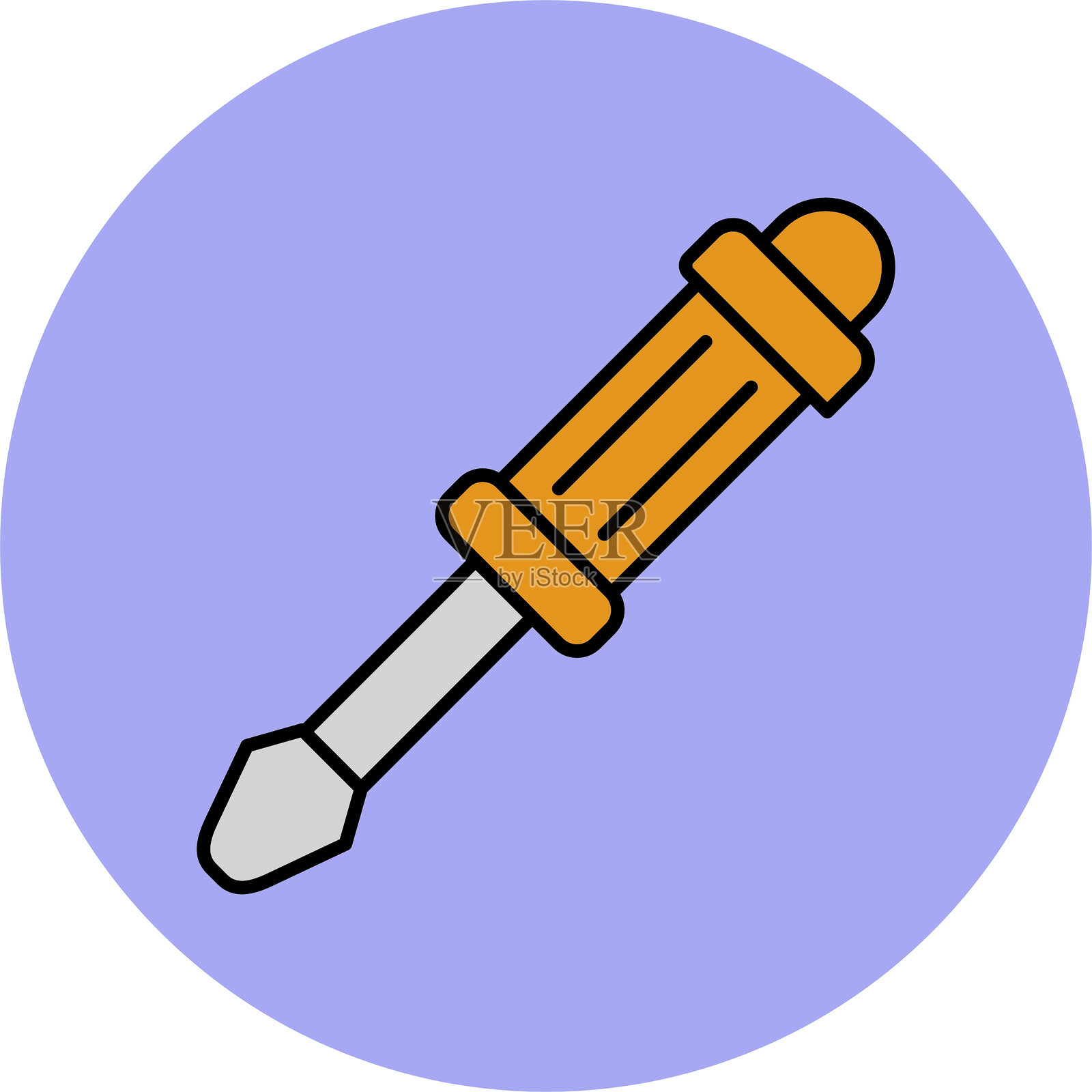 螺丝刀线条填充圆形图标插画图片素材