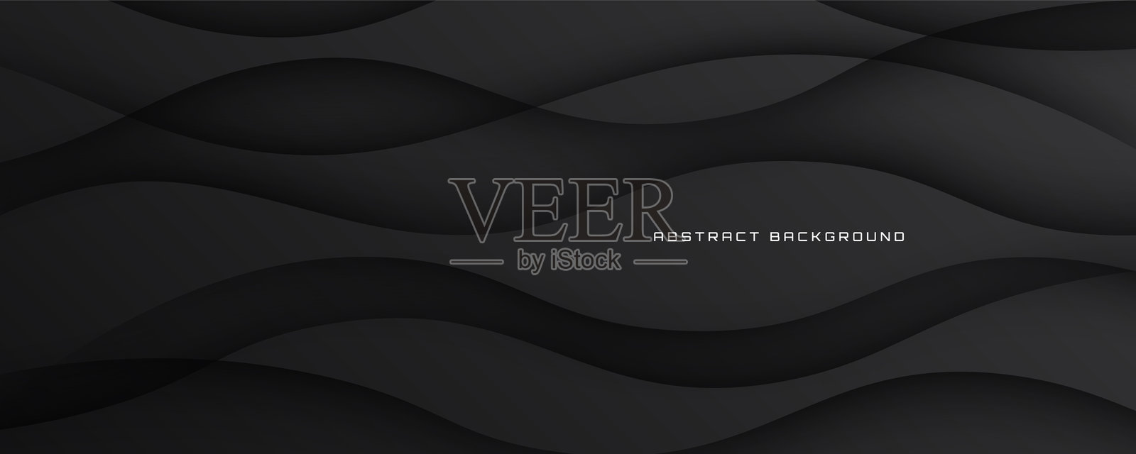 3D黑色抽象背景,重叠层次在黑暗空间中,带有波浪效果装饰。优雅的横幅,采用纸切割波浪风格。现代图形设计元素,适用于网页、传单、卡片或宣传册封面。插画图片素材