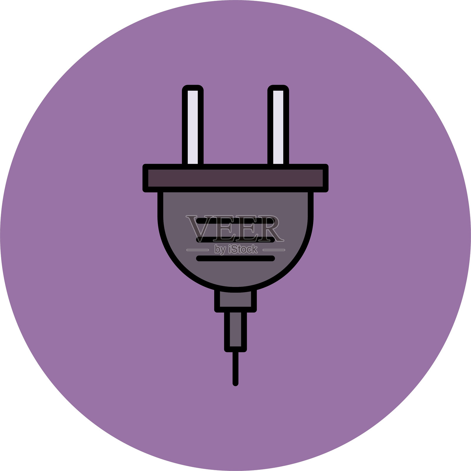 电源插头线填充圆形图标插画图片素材