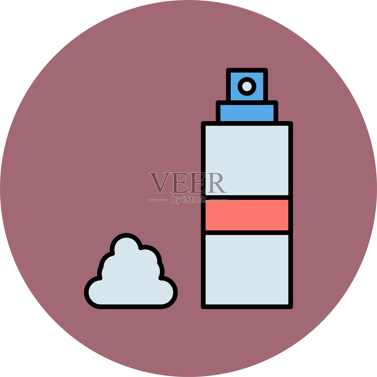 剃须泡沫线条填充圆形图标插画图片素材