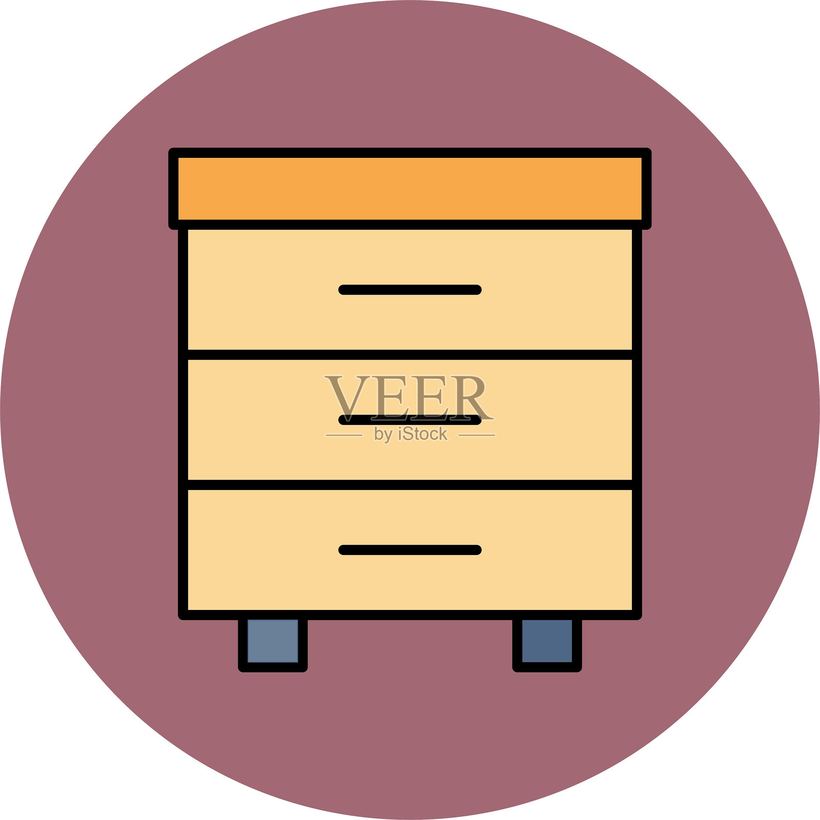 填充圆形图标的抽屉线插画图片素材