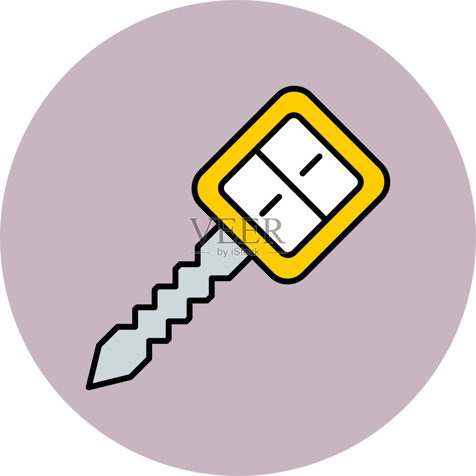 汽车钥匙线条填充圆形图标插画图片素材