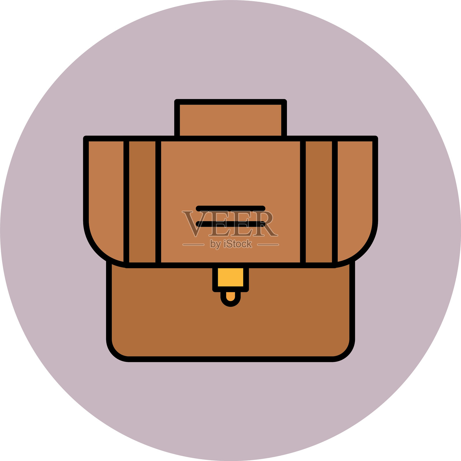 行李箱线条填充圆形图标插画图片素材