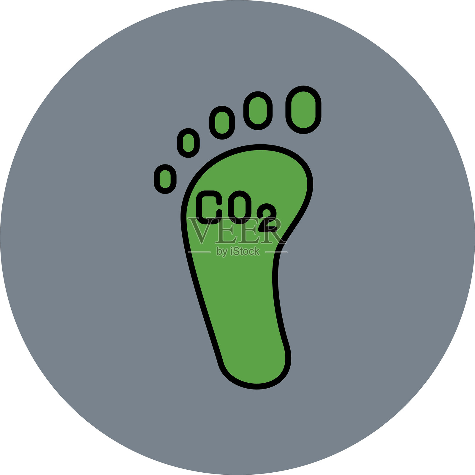 碳足迹线填充圆形图标插画图片素材
