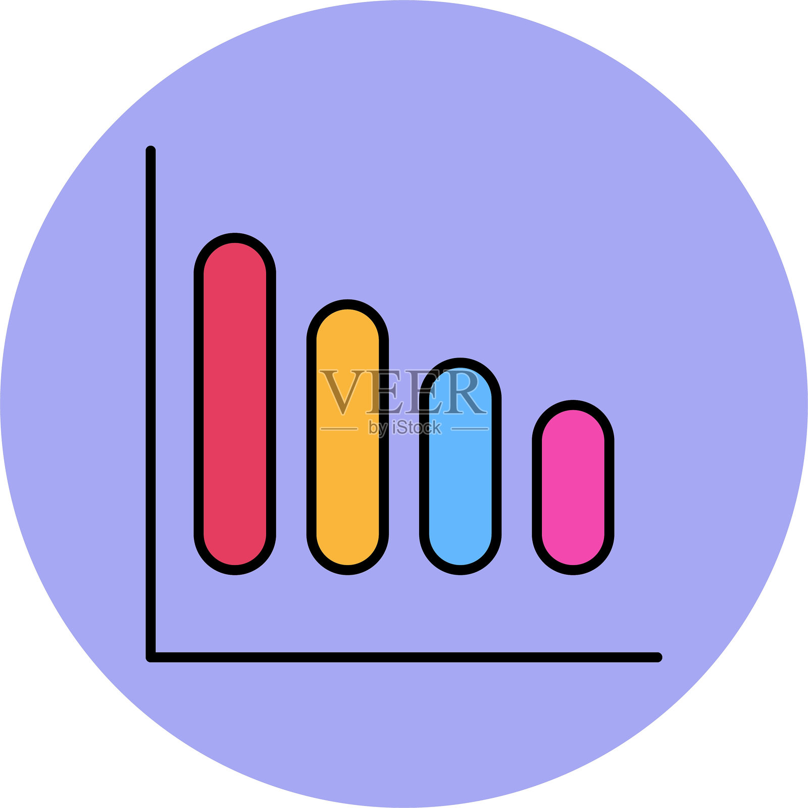 柱状图线条填充圆形图标插画图片素材