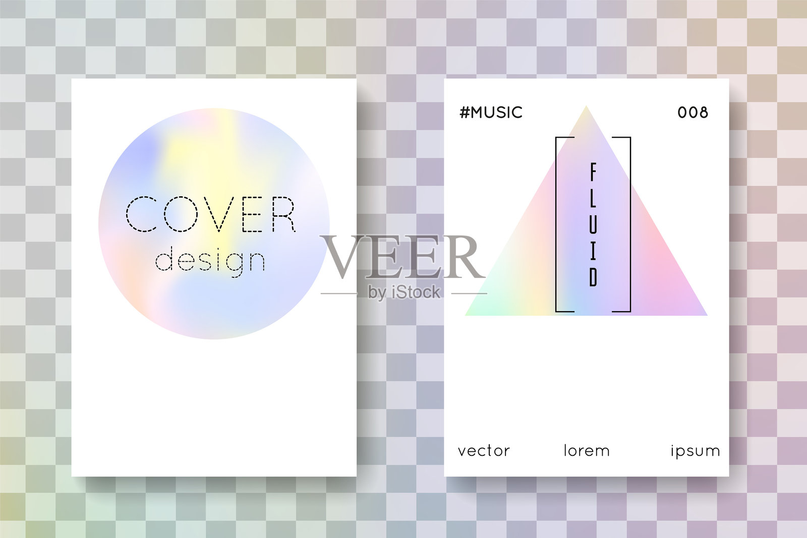 全息展示。孤立的珍珠宣传册。水晶效果。极简网格。柔和的矢量。粉色光谱封面。渐变图案。蓝色全息展示。插画图片素材