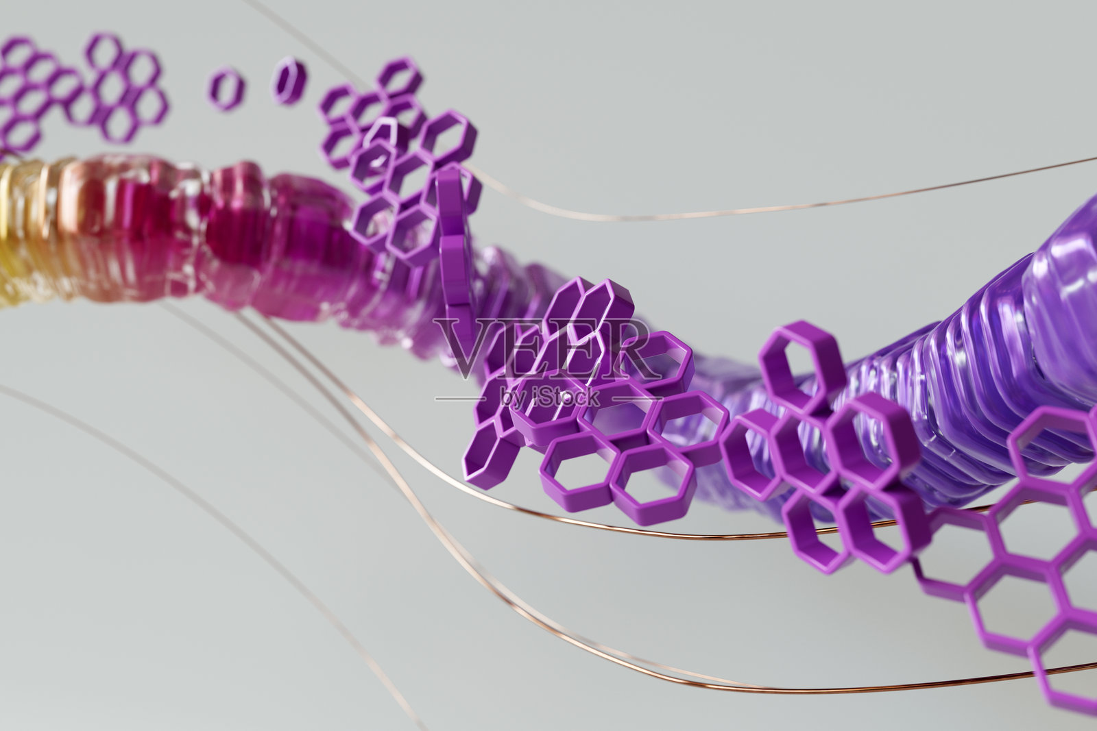 3D有机流动的生动色彩数据与科技概念照片摄影图片