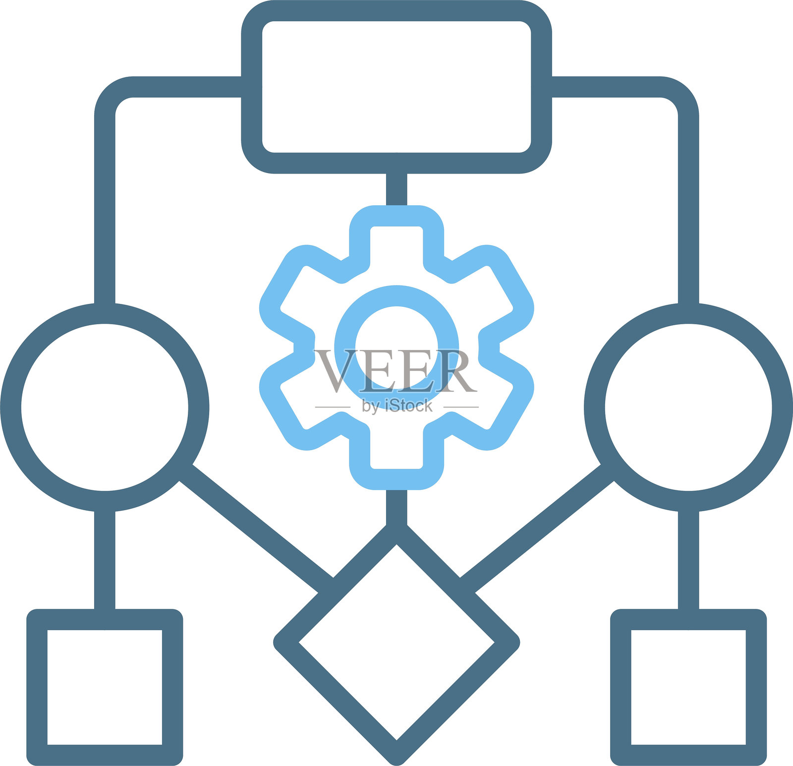 流程图线条双色图标插画图片素材