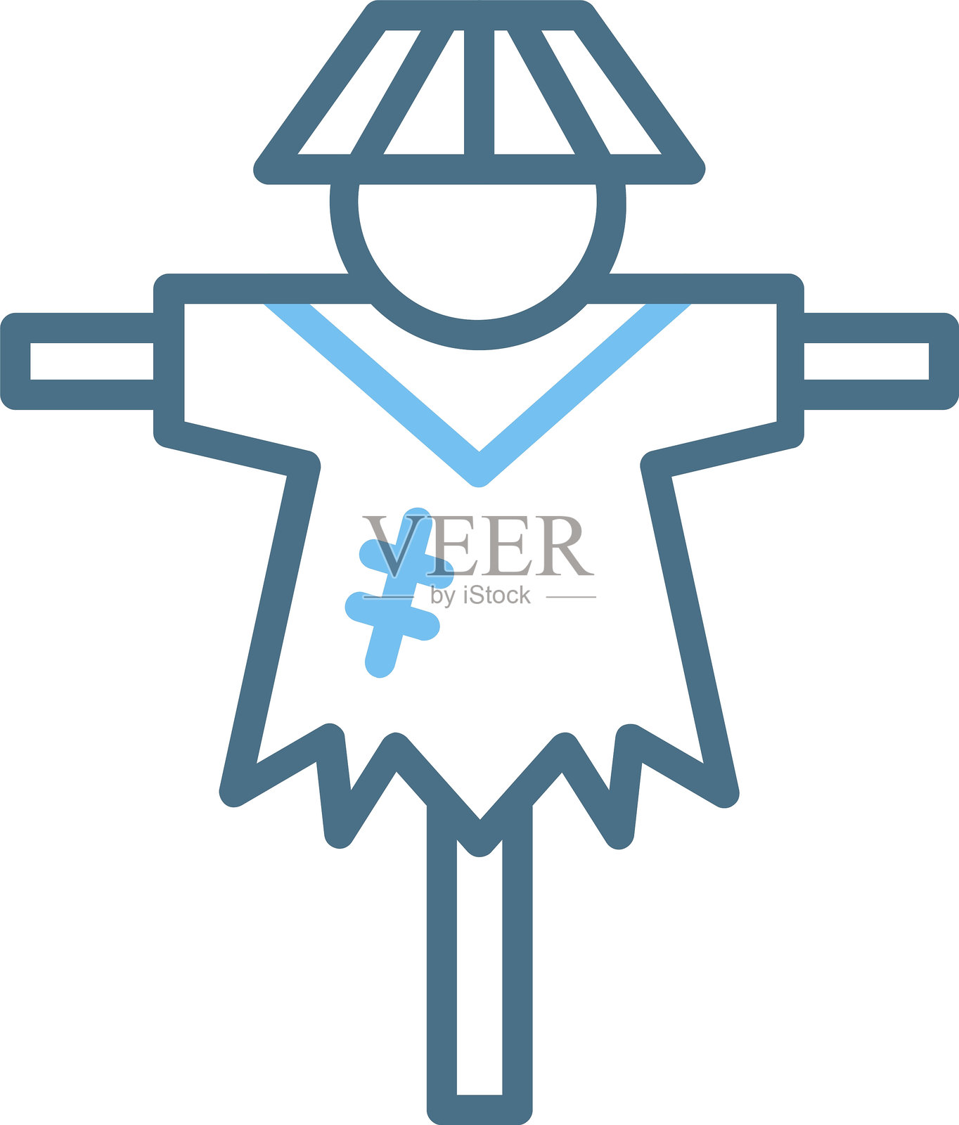 稻草人线条双色图标插画图片素材