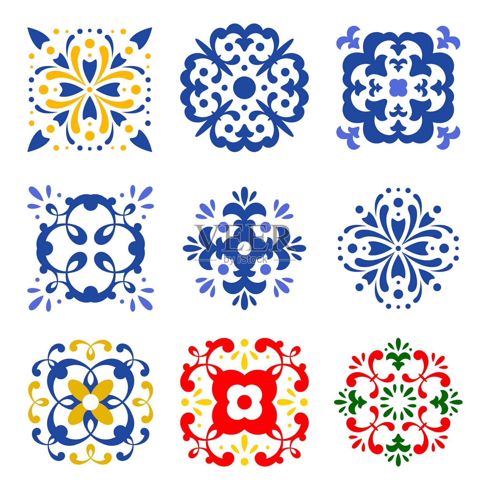 经典的葡萄牙装饰元素的感觉插画图片素材