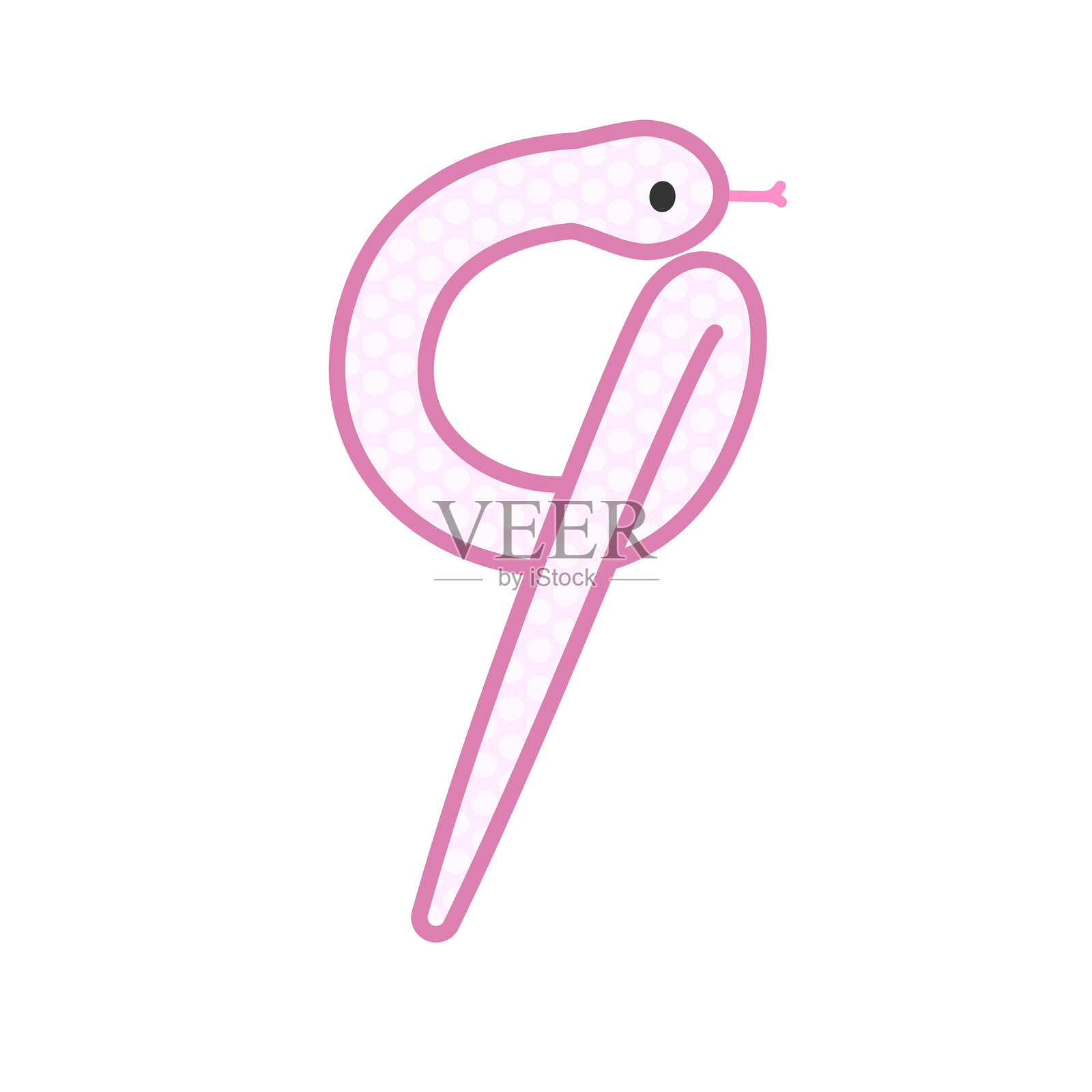 一条搞笑可爱的粉色蛇变成了数字9插画图片素材