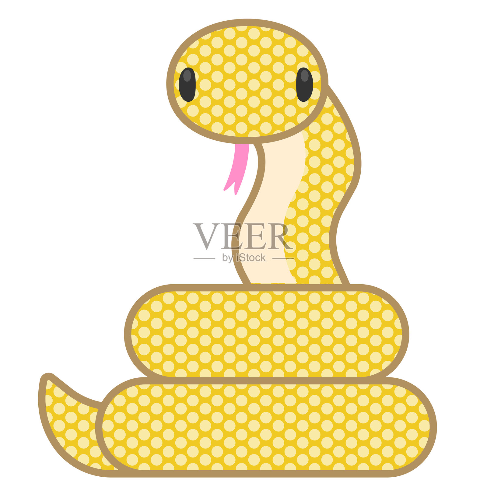 一条滑稽可爱的金色卷蛇插画图片素材