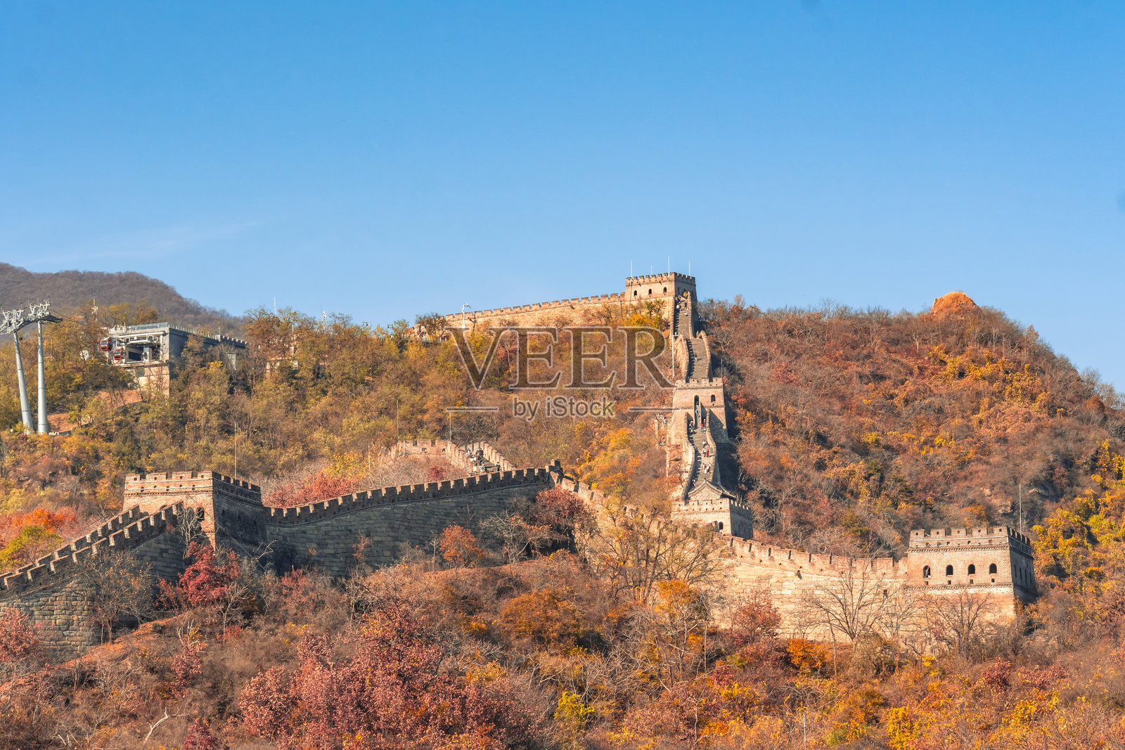 中国长城的秋季色彩照片摄影图片