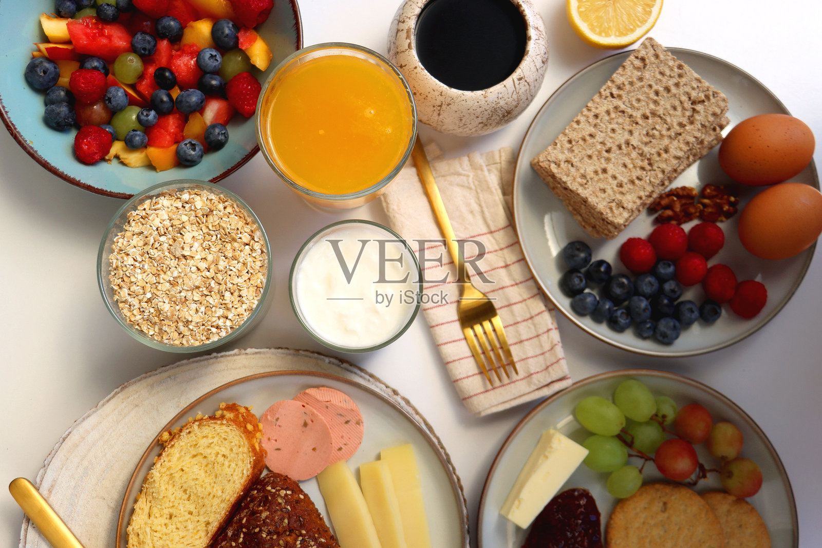 各种早餐食品照片摄影图片