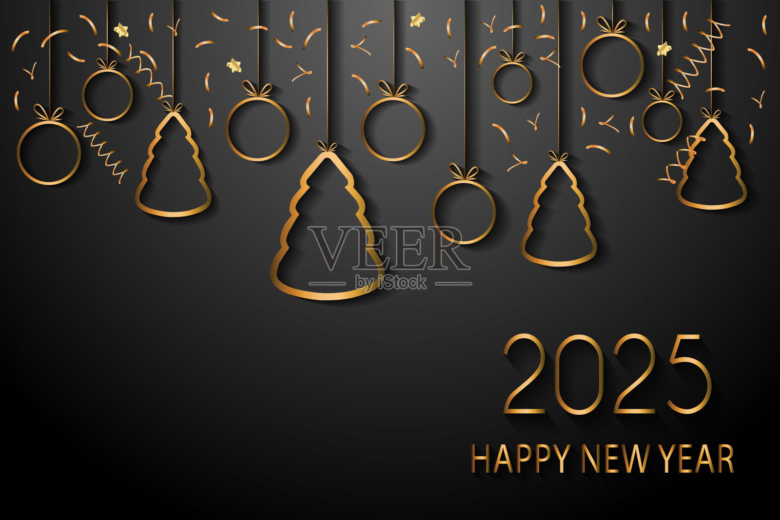 2025年新年快乐背景,适用于您的节日邀请函、庆祝海报和贺卡。插画图片素材