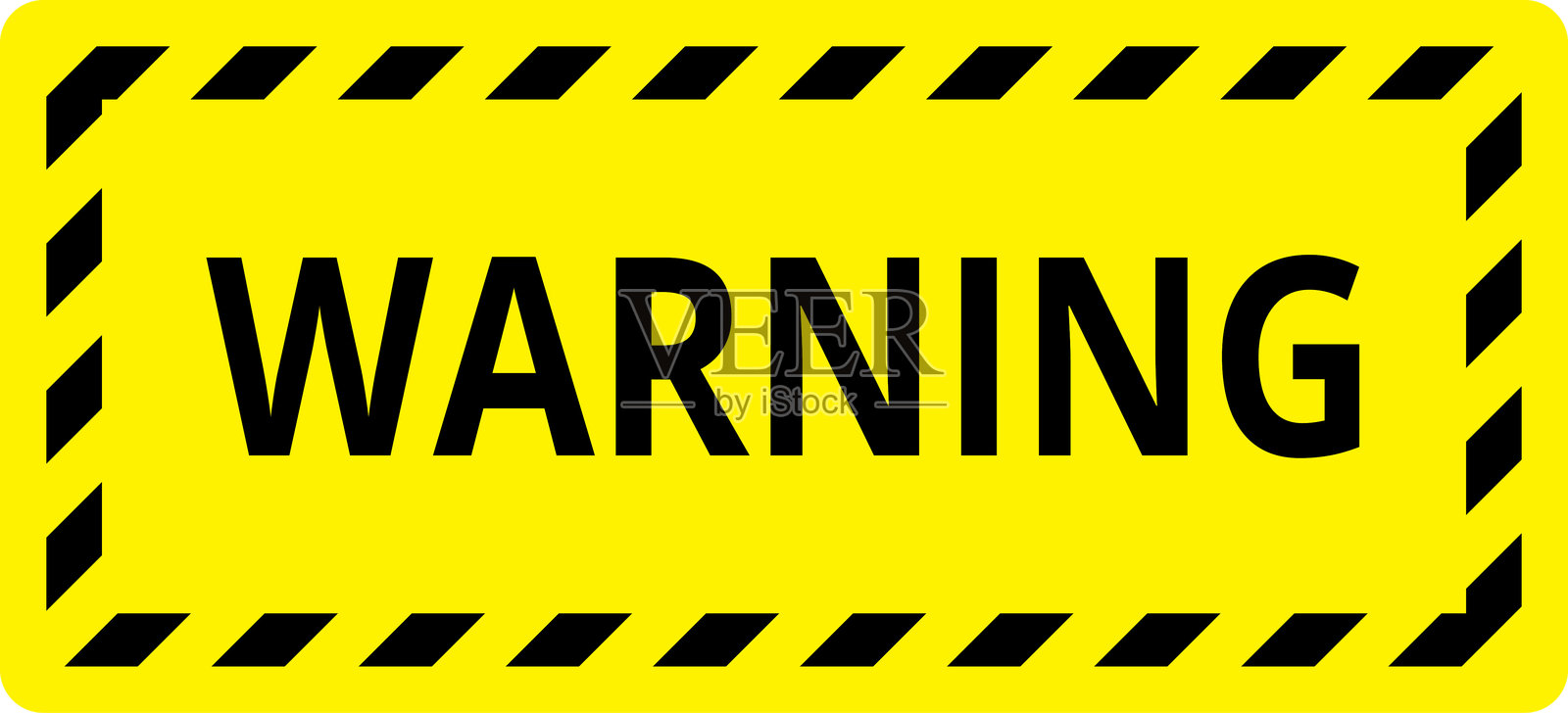 各种黑色和黄色的警告标志,带有斜线。注意、危险或小心标志,警告横幅,路标。插画图片素材