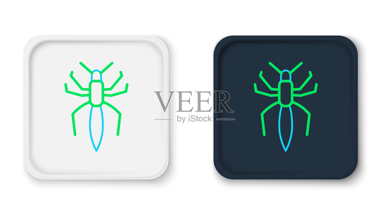 线条蜘蛛图标,背景为白色。快乐的万圣节派对。彩色轮廓概念。矢量图。插画图片素材