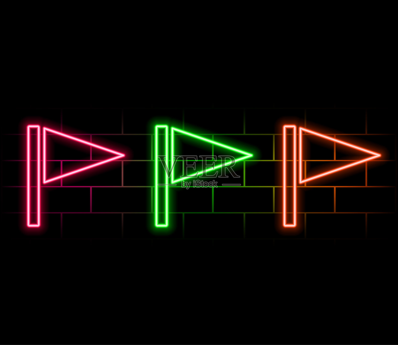 霓虹色高尔夫球场图标。午夜蓝色。高尔夫运动符号图标,夜间展示,带有真实感的霓虹图标。白色背景上有遮罩区域。插画图片素材