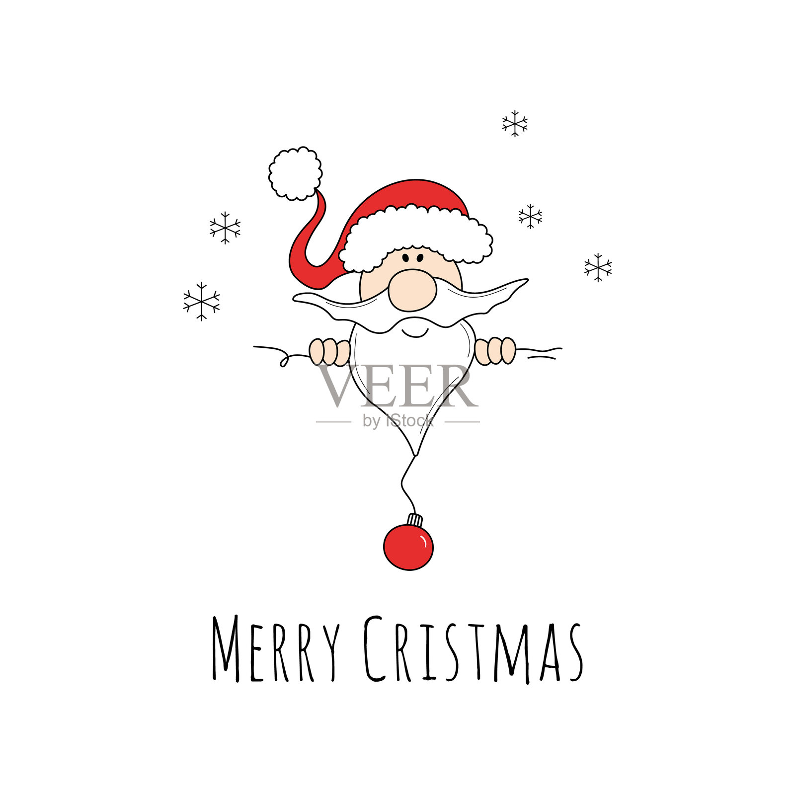 涂鸦风格的圣诞老人。适用于贺卡、海报和传单的圣诞和新年角色。插画图片素材