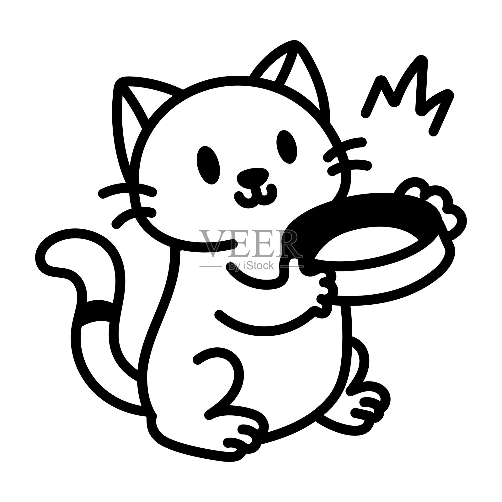 手绘的猫碗图标插画图片素材
