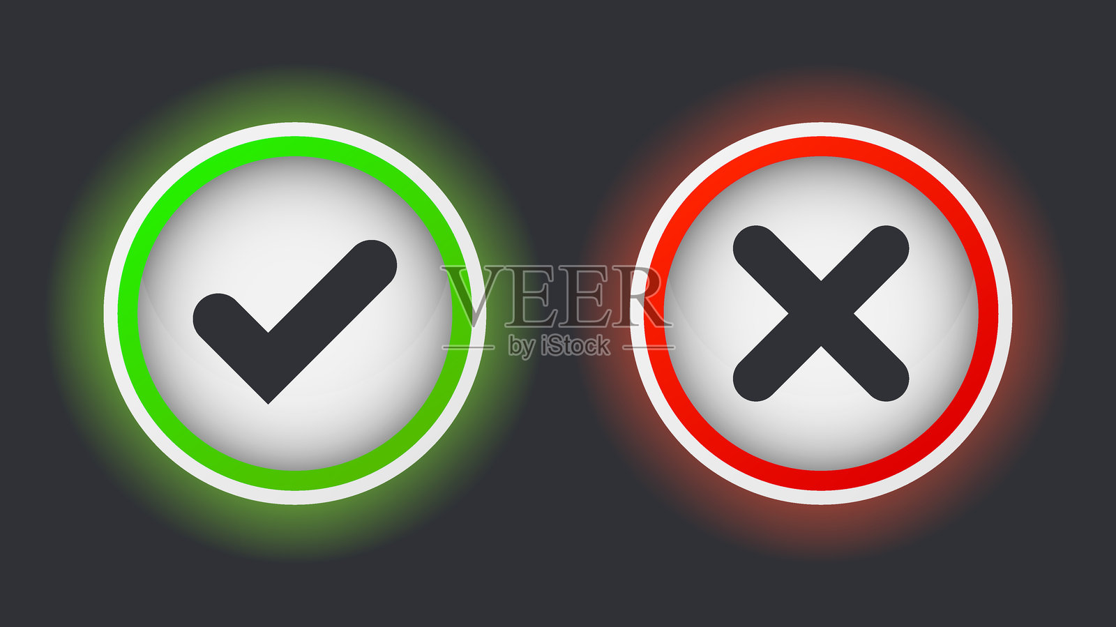 矢量标记图标按钮集。正确与错误按钮。接受或拒绝按钮。极简风格符号。插画图片素材